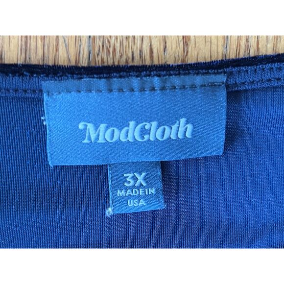 Modcloth Blue Velvet Side Rusched Mini Dress   Women's Plus Size 3X - Picture 4 of 8